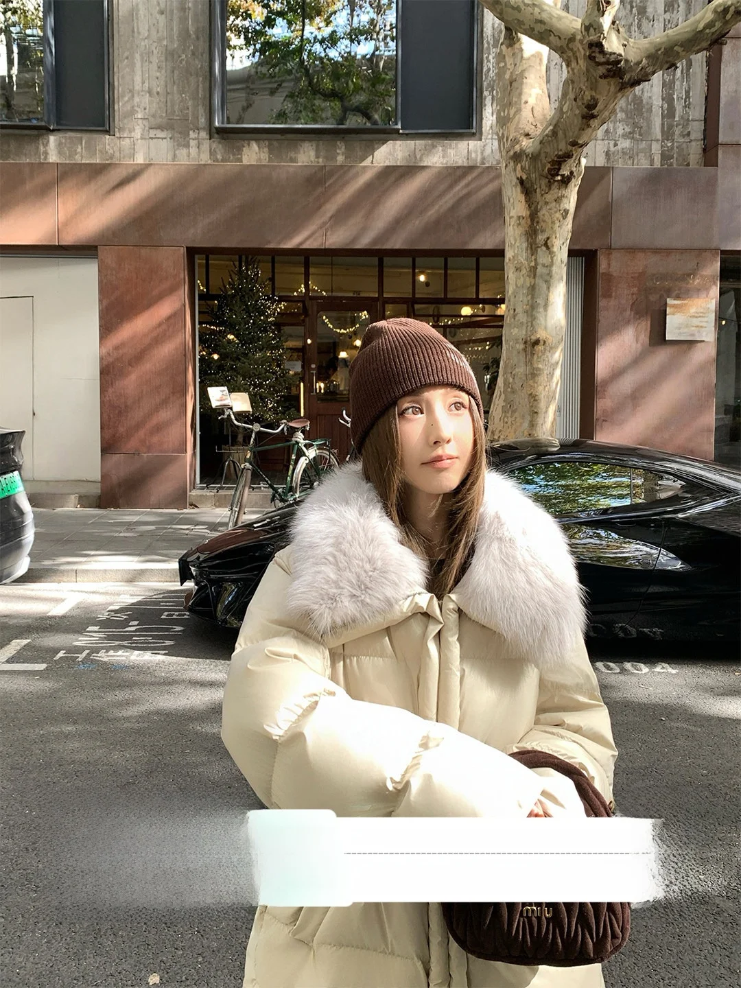 

MLS Gentlewoman's Mid-Length Du down Jaet Women's Winter Coat Warm Waist-Cinching Dstring White Du Feather Filling
