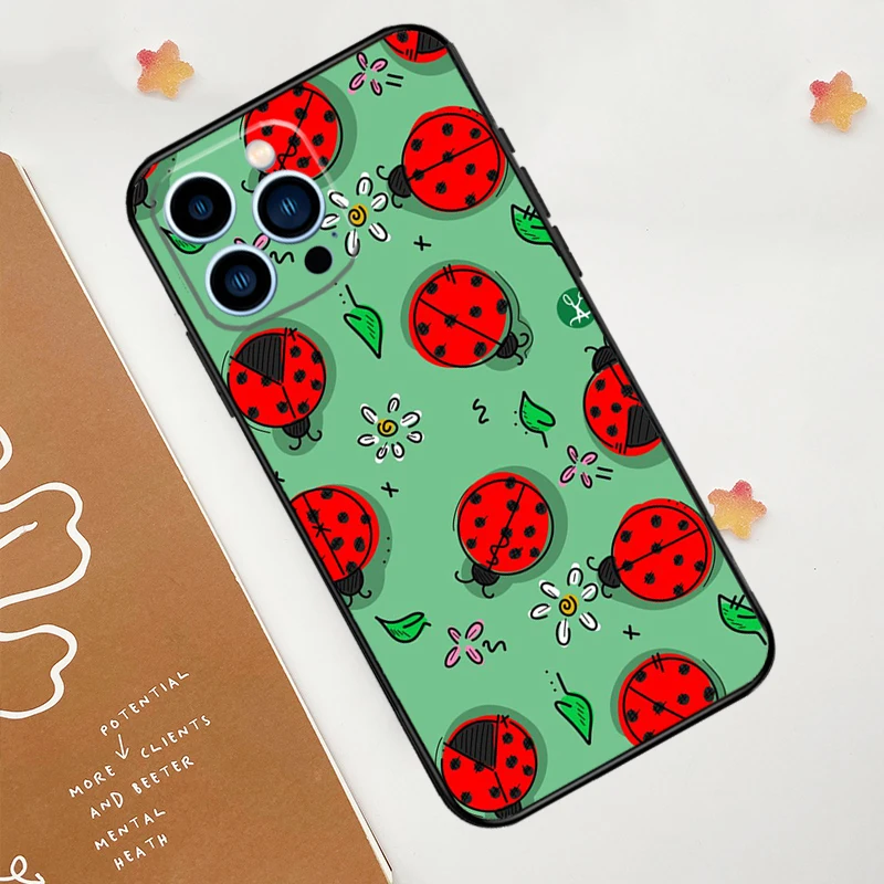 Ladybug Beetle Phone Case For iPhone 15 16 14 13 12 11 Pro Max Mini Plus XS X XR Back Cover