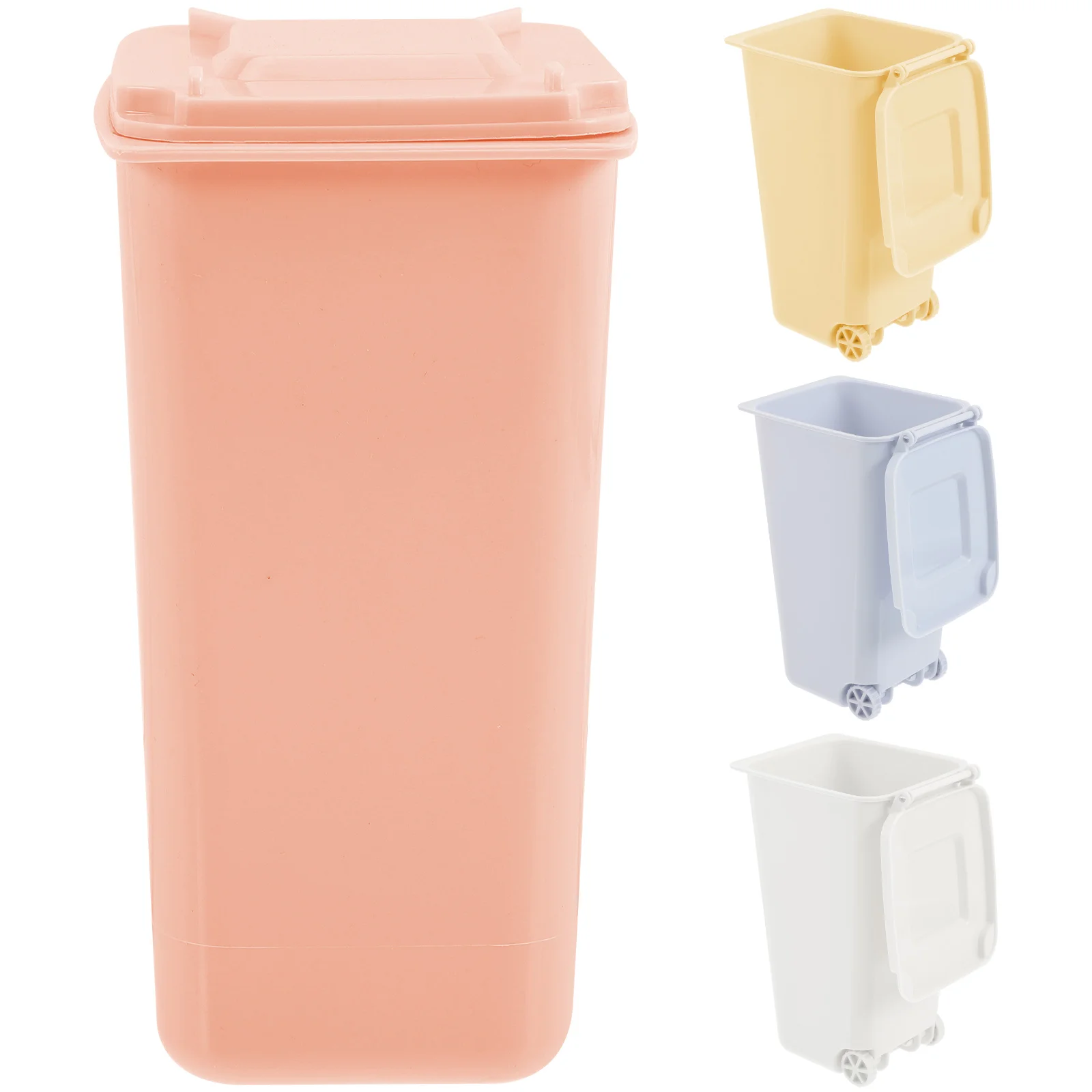 

4Pcs Mini Trash Can Desk Plastic Office Waste Bin with Lid Simple Design Bedroom Garbage Holder Storage Solution HomeTrashBin