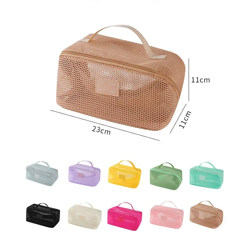 

Fashion Tote Neceser Cosmetic Bag for Women Girl Mesh Large Travel Washing Makeup Bag Organizer Female Toiletry Kit Case pouch