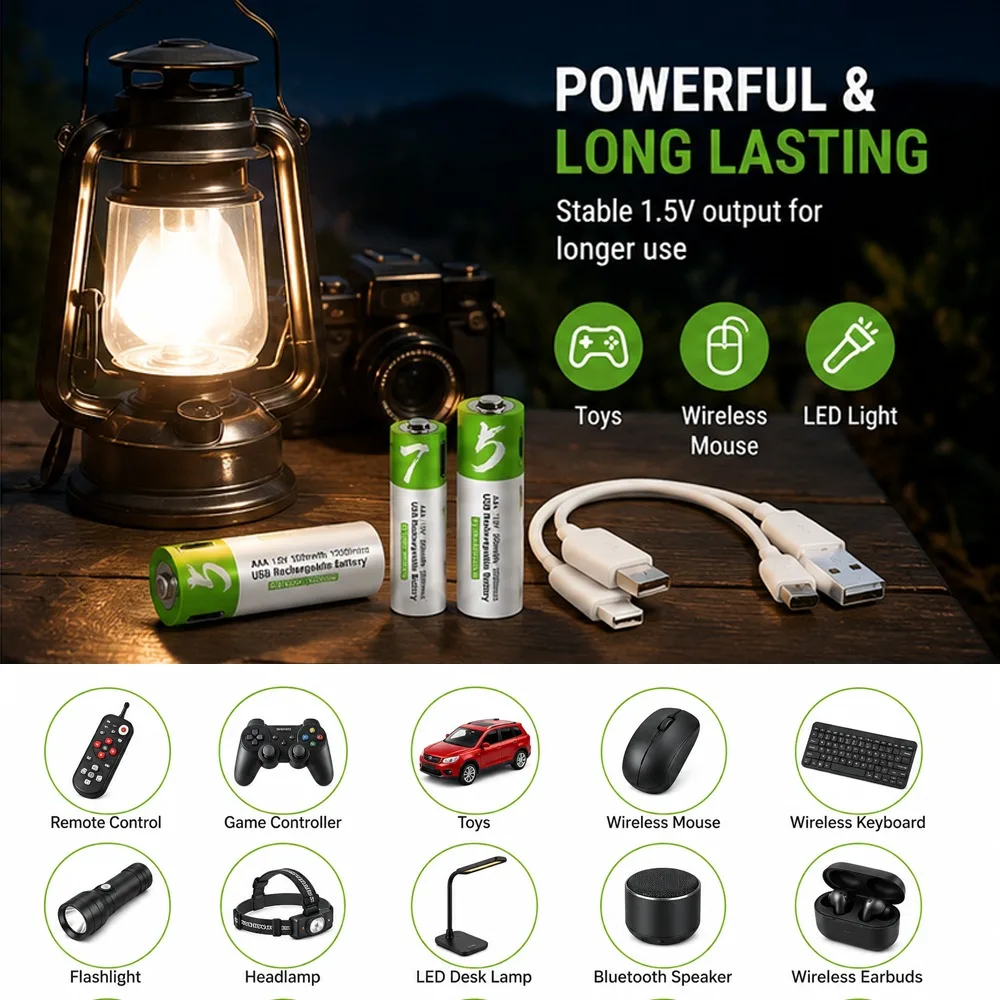 1.5V AA+AAA Tybe-c Suitable for Alarm Clock, Bluetooth Speaker, Mouse, Spray, Children's Toys, 750MAH 2600MAH Battery image 4