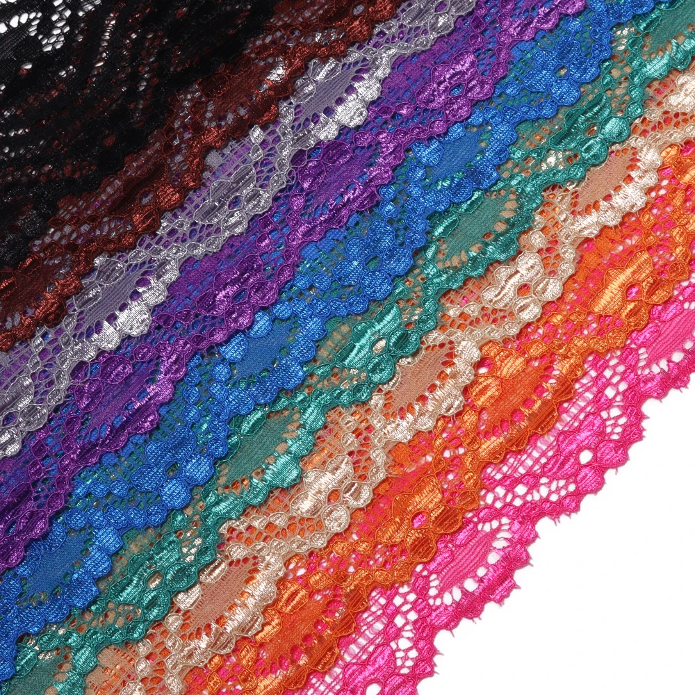 2 Yards 6cm Elastisches Hohlblumen-Besticktes Spitzenband Bunte Spitzenborte DIY Kleidung Nähen Hochzeitskleid Dekoration – Detail 5