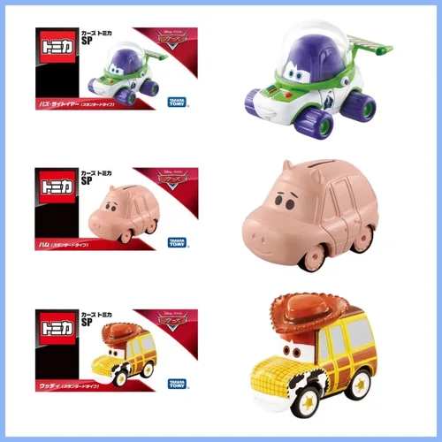 Takara Tomy Tomica Disney Toy Story Buzz Lightyear Woody Jessie Rex Alien modelo de dibujos animados aleación Diecast Metal modelo para niños