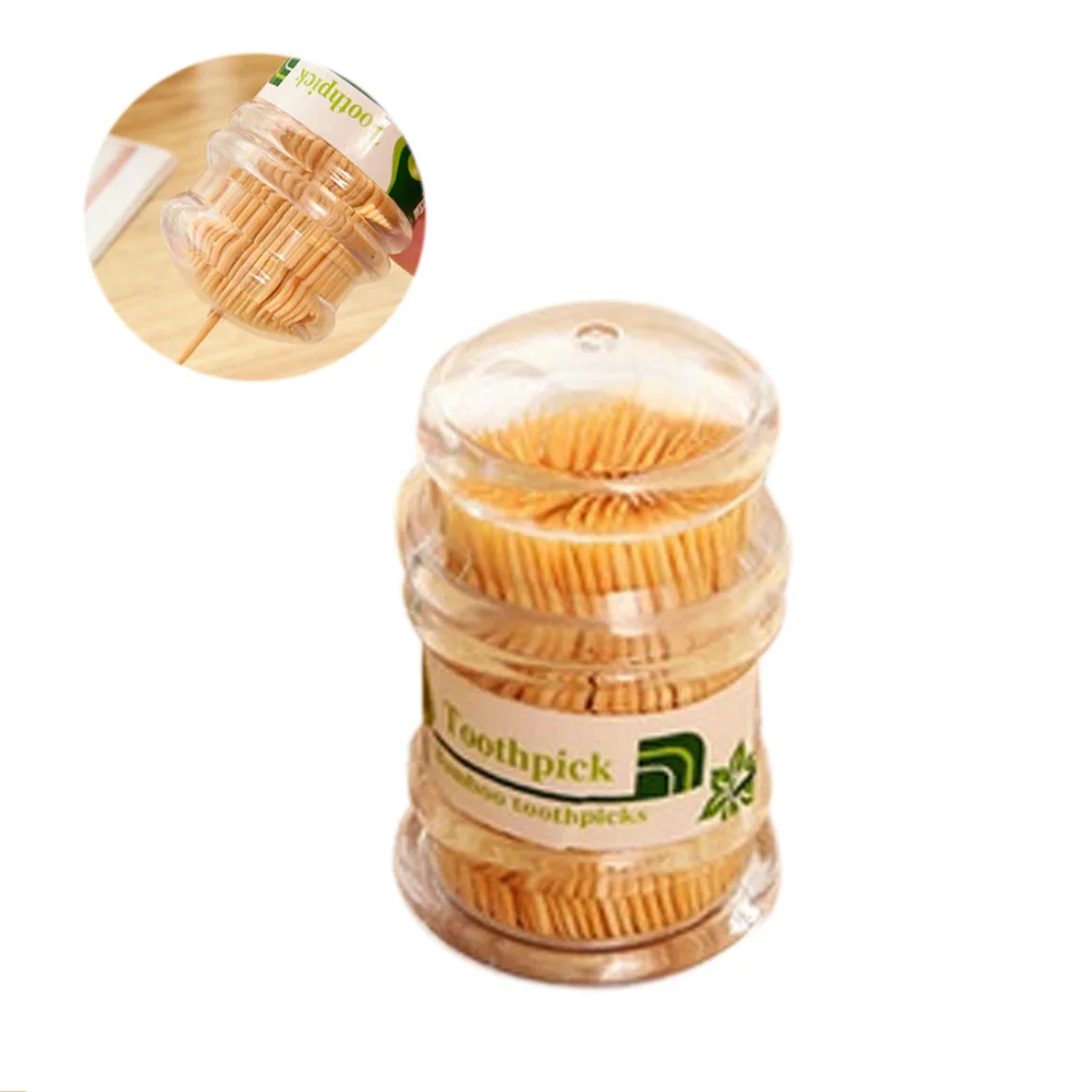 

250pcs Bamboo Toothpick Box Pagoda Shape Holder Food Skewers Disposable Container Barbecue Home Party Restaurant Banquet