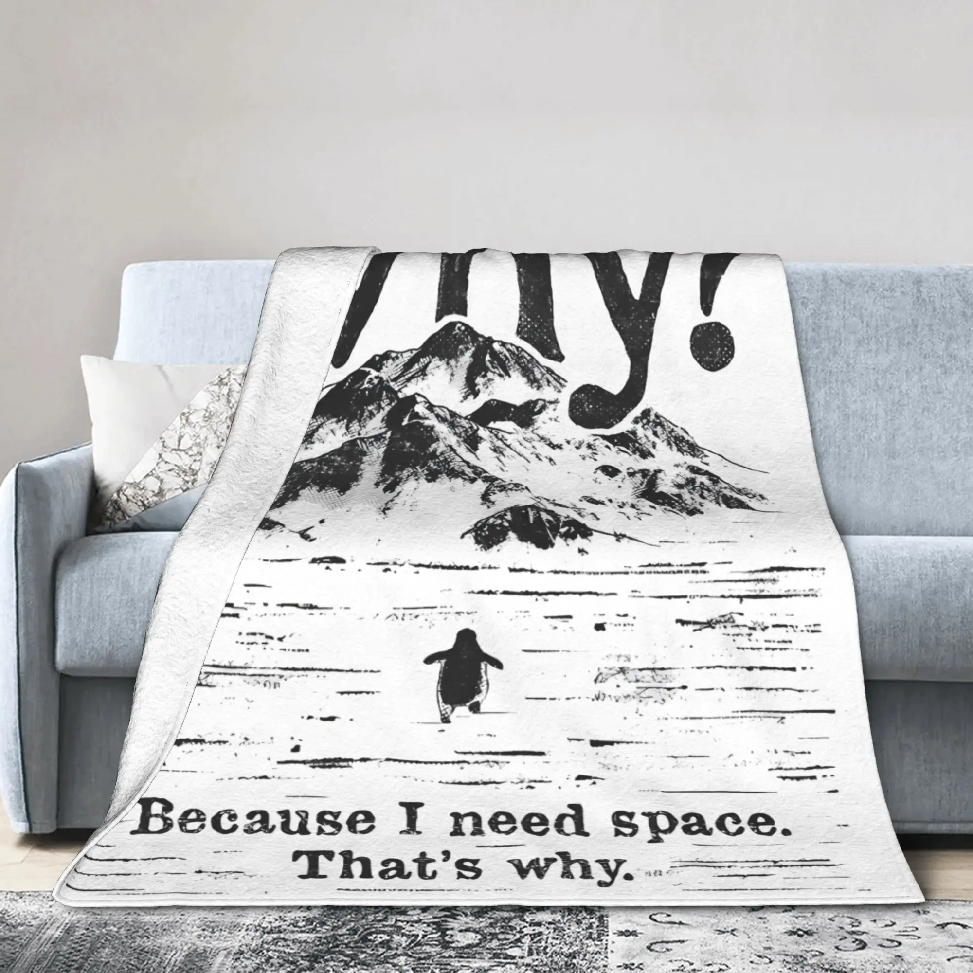 Nihilist Penguin Blankets But Why Penguin  Plush Funny Warm Throw Blankets for Chair Covering Sofa All Season,