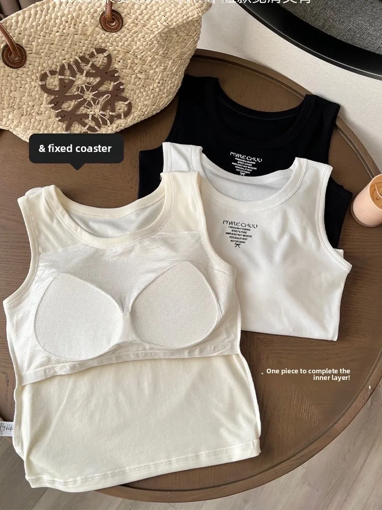 الربيع الصيف المرأة إلكتروني طباعة تانك الأعلى القطن الحرير مع وسادة الصدر تنوعا ملابس داخلية ort Sle تخفيف Faion