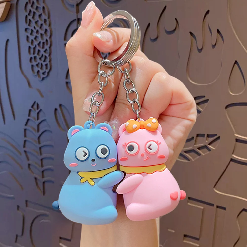 Cartoon Animal Dog Keychain Backpack Mobile Phone Couple Good Friends Key Ring Valentine's Day Birthday Friendship Jewelry Gift