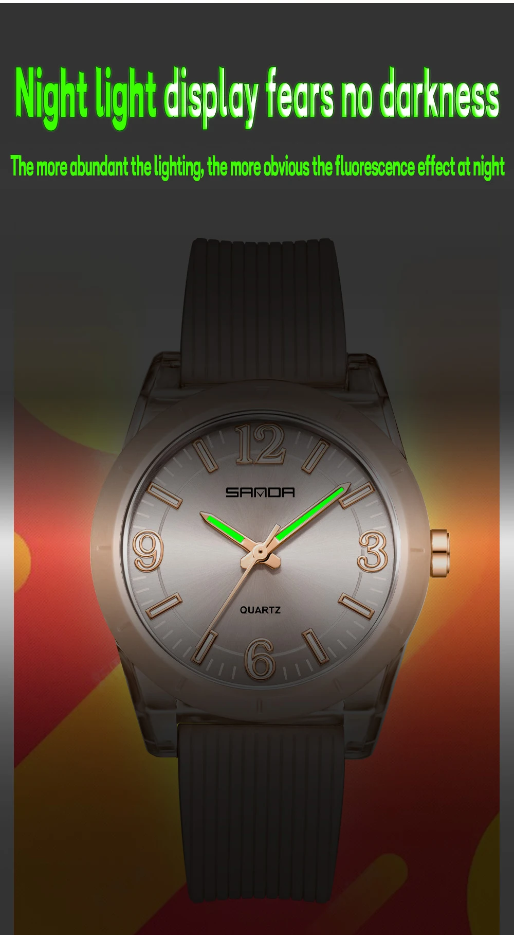 SANDA العلامة التجارية الأعلى 6277 حافظة شفافة للأطفال ساعة كوارتز مقاوم للماء ضوء الليل الترفيه طالب ساعة كوارتز 2025