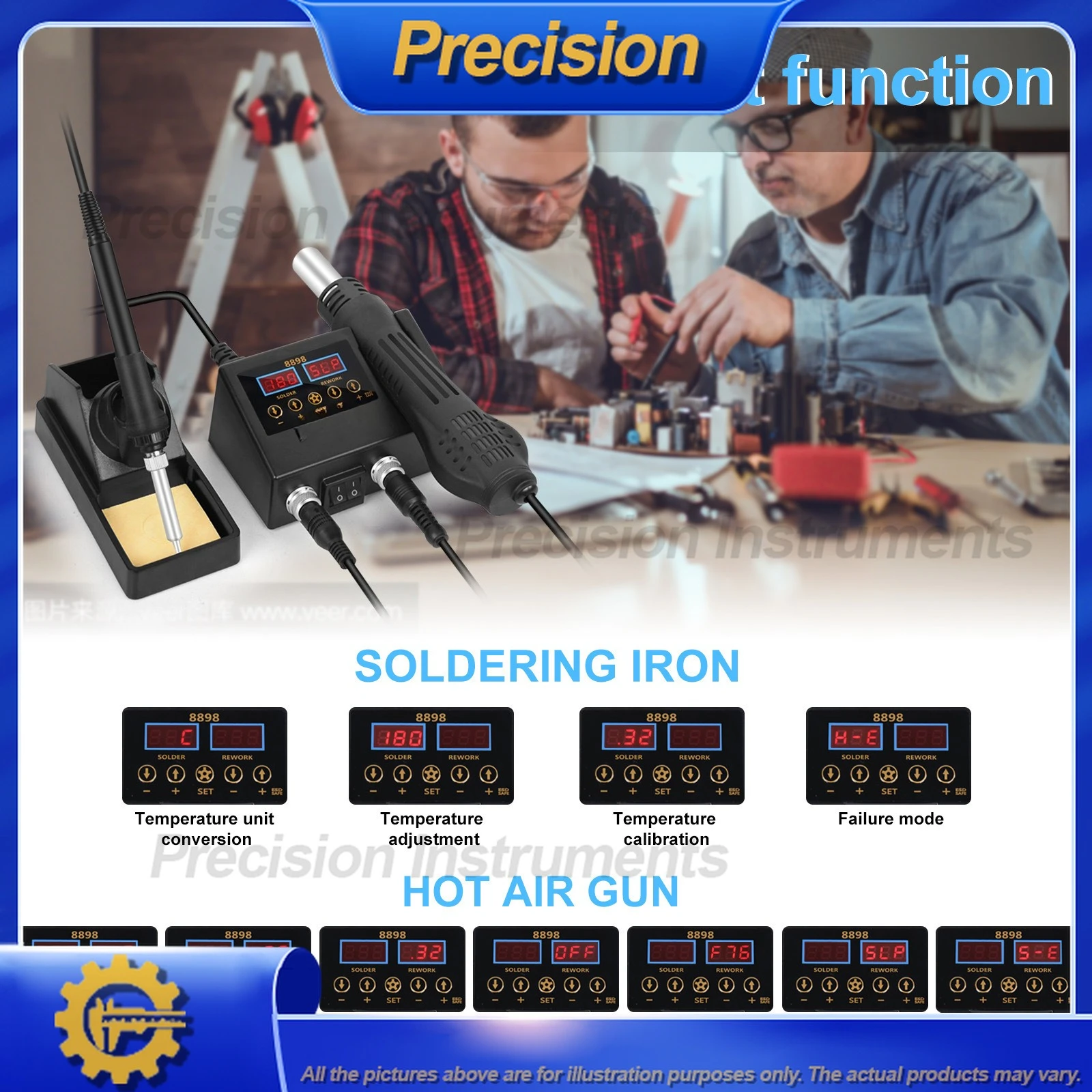 2026 محطة إعادة تشغيل الهواء الساخن 8898 مجموعة مكواة لحام خالية من الرصاص للإصلاح الإلكتروني وأدوات لحام الكمبيوتر #4