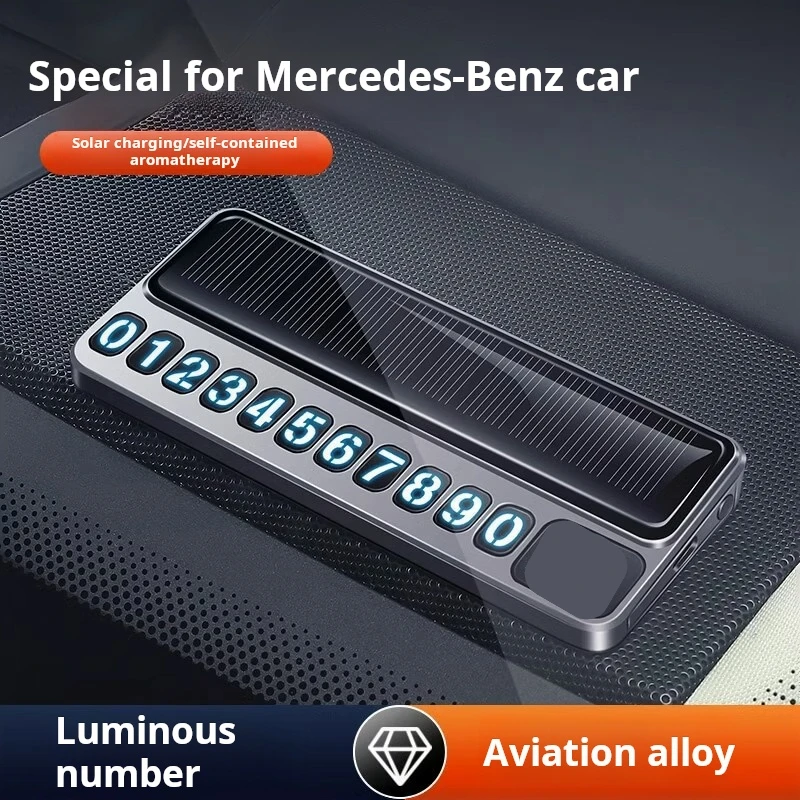 Support for 2024 mercedes-benz e-class s-class creative luminous solar aromatherapy alloy parking plate moving number plate