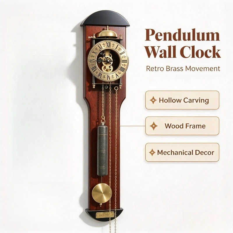 See-through Hollow Wall Clock, Craft Decor Clock with All Copper Movement, Home Decor Hanging Timepiece