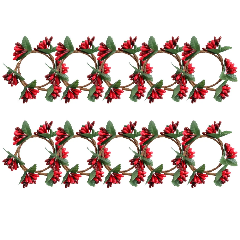

10Pcs Xmas Red Berries Wreaths Small Door Hanging Ornaments Artificial Rings Xmas Home Decor Party Decorative