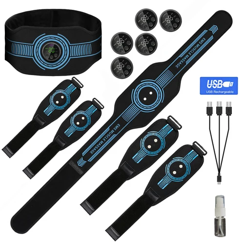 Entrenador de músculos abdominales recargable por USB, cinturón tonificador Abdominal, tóner muscular, cintura, brazo, entrenamiento de piernas, gimnasio en casa, masajeador de Fitness