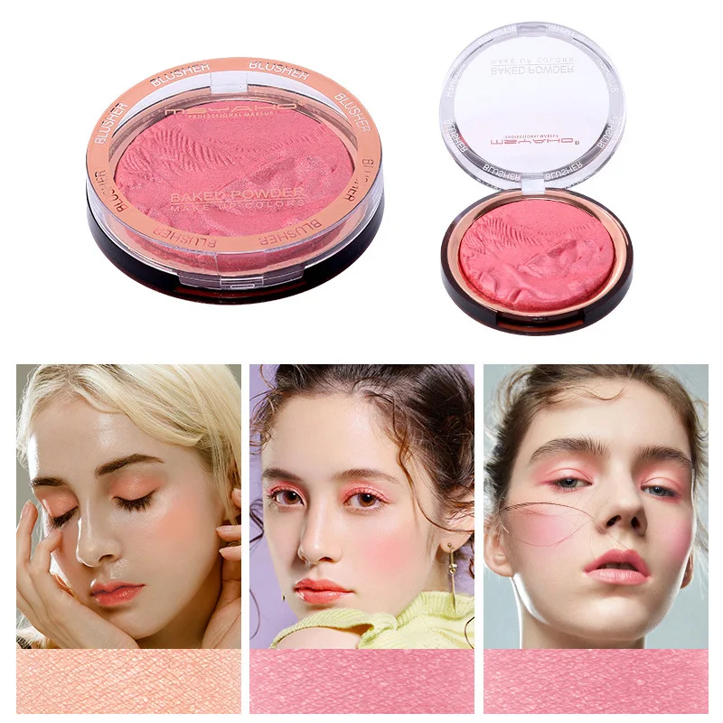 Emboss Shimmer Highlighter Geperst Poederpalet Gezicht Fleuren Make-up Mat Roze Rood Gezicht Blusher Make-up Cosmetica Glitter