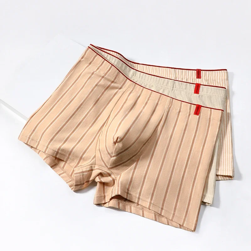 

2PCS Men's pure cotton underwear. These are trendy striped boxer shorts, designed for sports. They are men's shorts suitable for