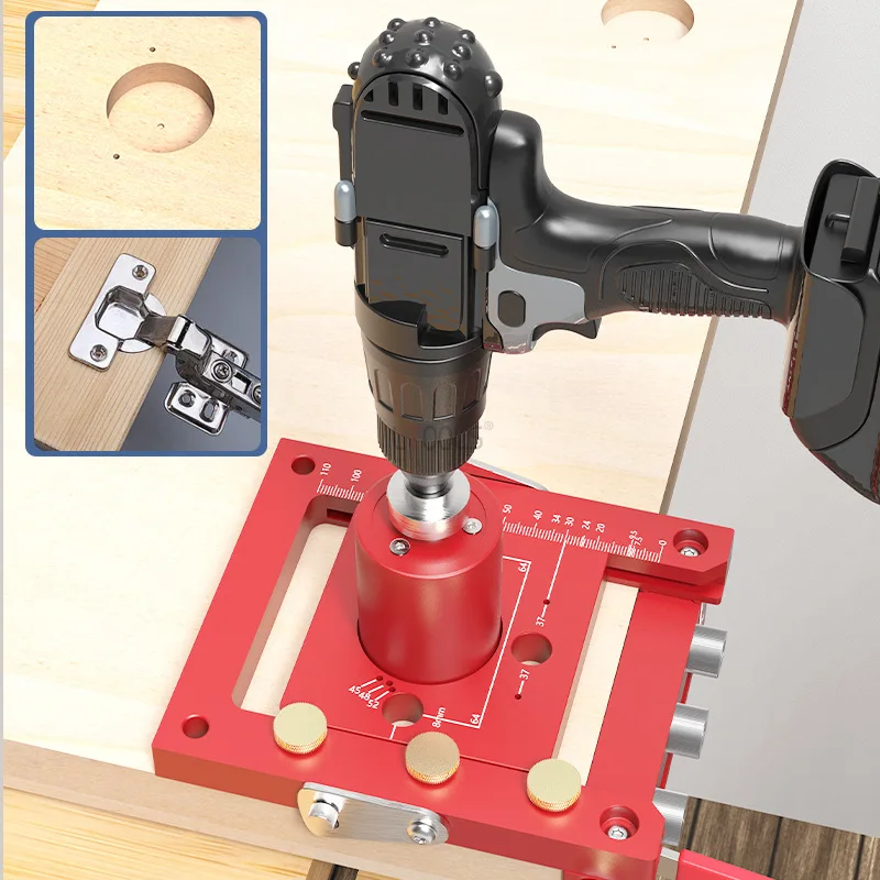 

1set Woodworking 3-in-1 Hinge Positioning Punch Furniture Punching Quick Locator Woodworking Adjustable Drilling Tool with Scale