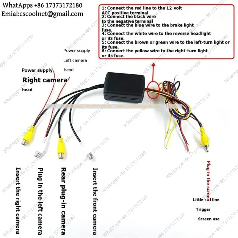JS02 4-Way Car Camera Control Box 360° Panoramic View Converter for Front Rear Left Right Blind Spot Cameras