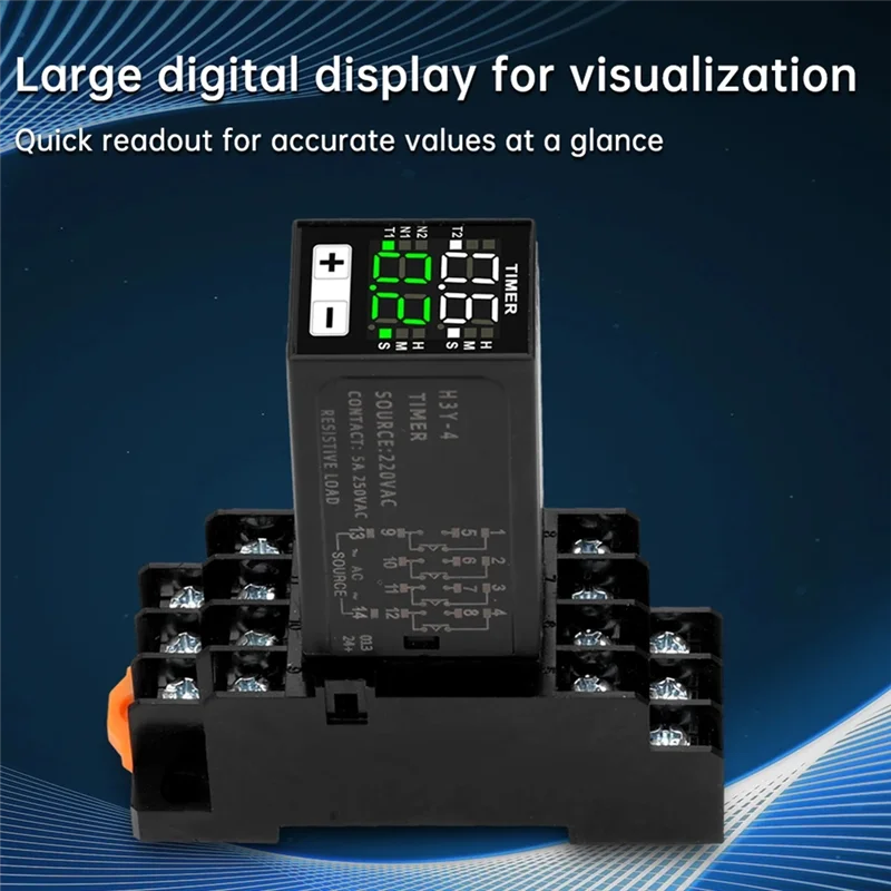 H3Y-4 AC220V مرحل الوقت الكريستالي السائل توقيت مزدوج مع قاعدة شاشة ديجيتال صغيرة دورة التحكم في الوقت Delayer-A74P