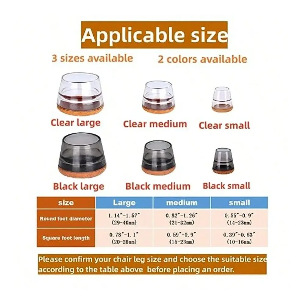

Pcs Chair Leg Floor Protectors For Hardwood Floors, Floor Protectors For Furniture Legs, Silicone Chair Leg Protectors Felt, Fu