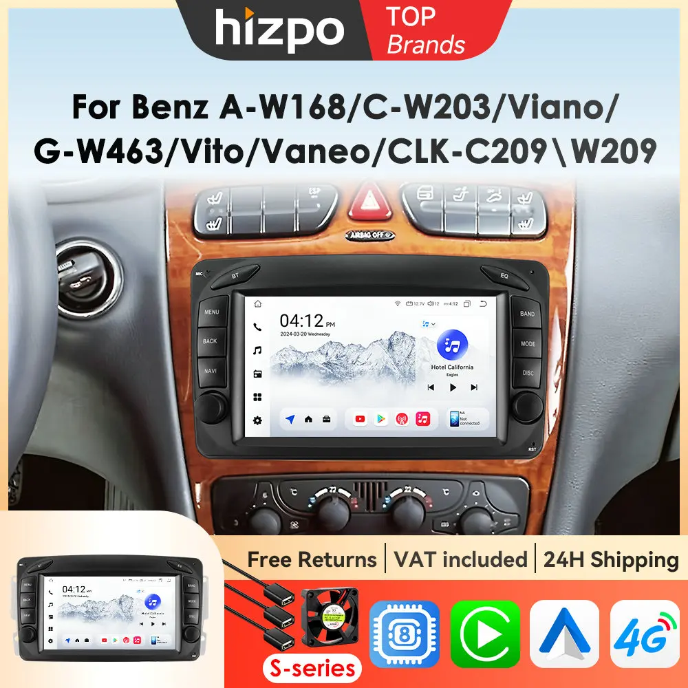 Hizpo 7 "Android Car Smart Systems Per Mercedes Benz CLK W209 C209 W168 W203 W463 Vito Viano 1998-2006 GPS Navi Stereo Carplay