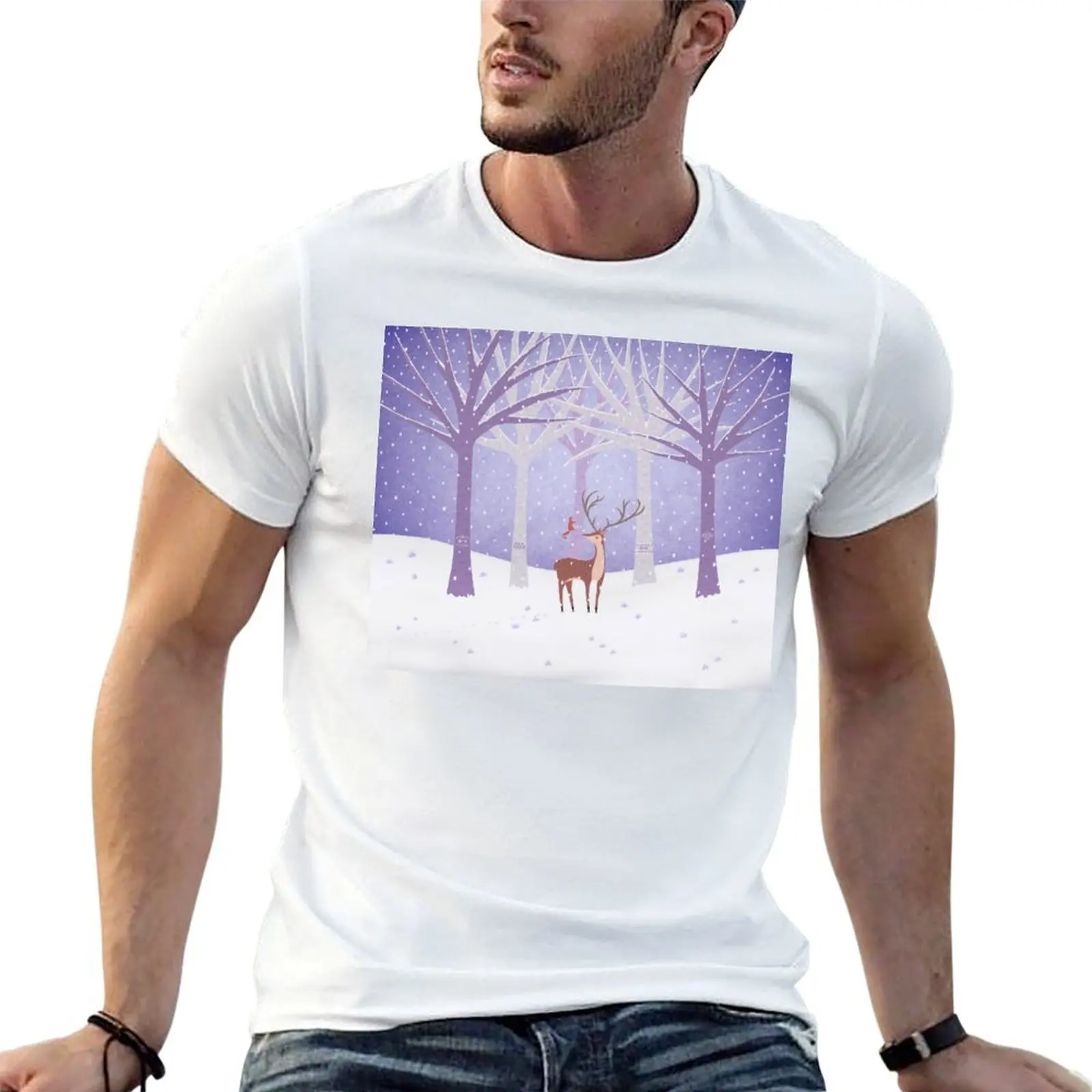 

Deer - Squirrel - Winter - Snow Forest T-Shirt t shirts for man cotton t shirt man luxury funny t shirts dark humor T-shirt