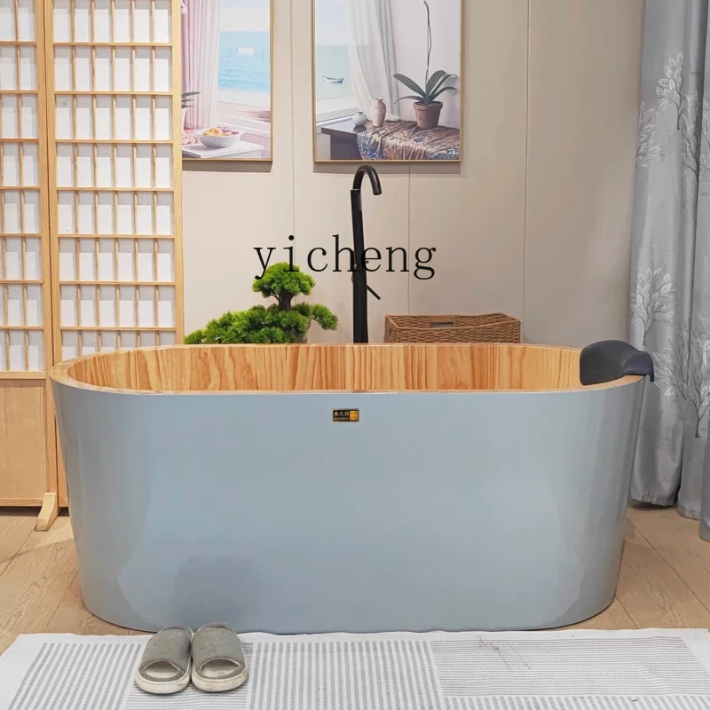 Y2 pine bath wooden bucket household adult double wooden bucket bathtub bathtub bath bucket