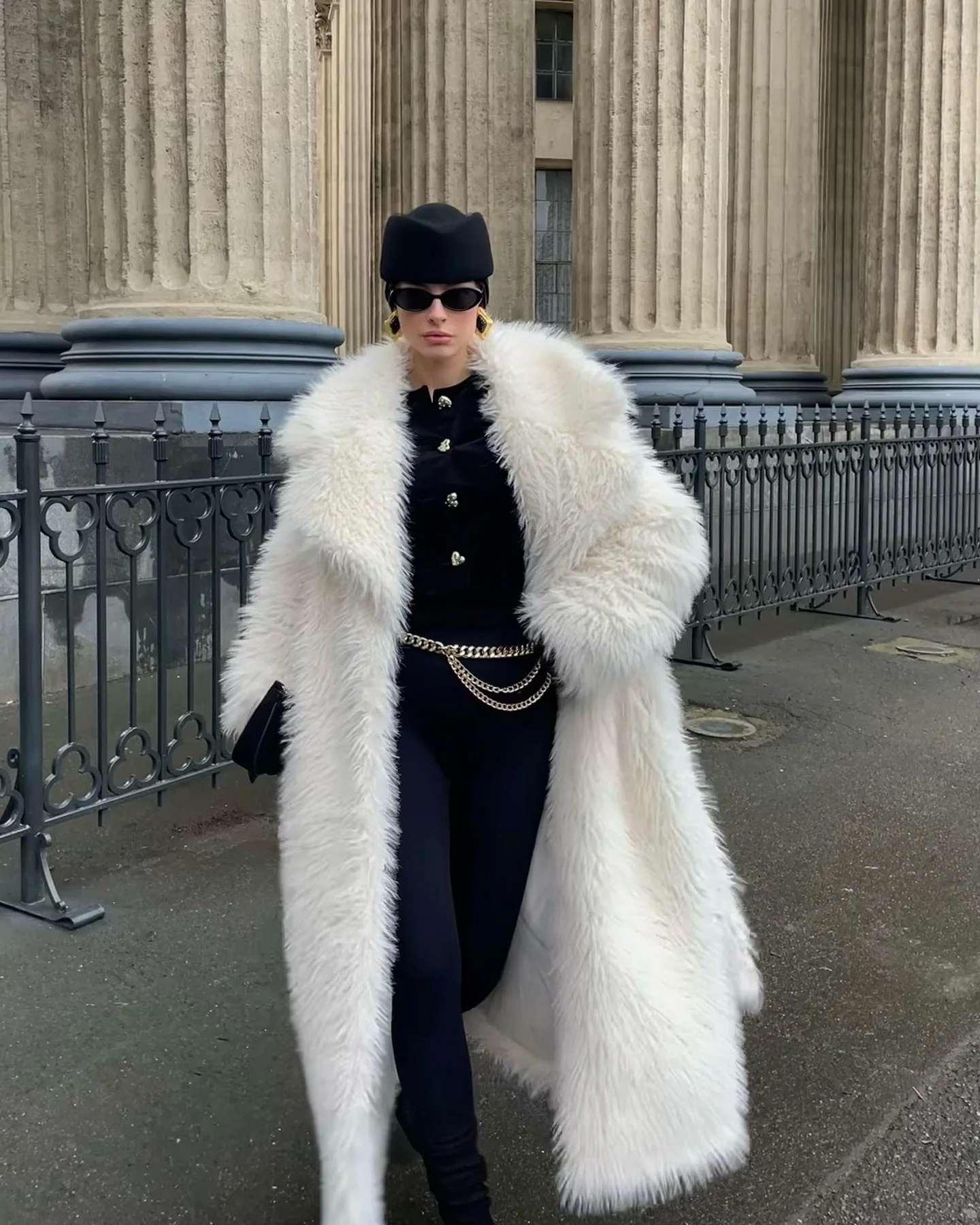 Cross-border Long Imitation Fur Coat 2025 New Over-the-Knee White Thickened Temperament Coat Toka Environmentally Friendly Fur