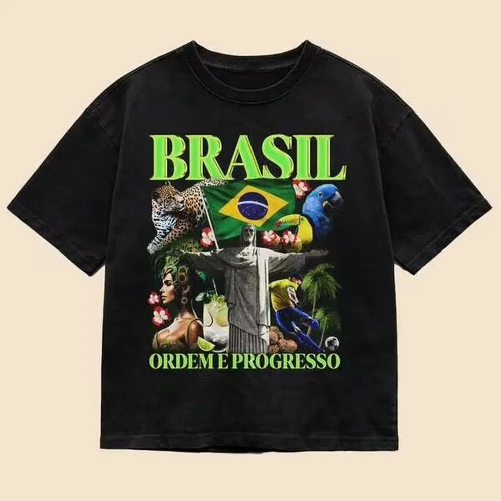 Brasil T-Shirt,Cotton Graphic Tees,Family Matching Outfits,Shirts Y2k,Local,Couple Matching Outfits Vacation
