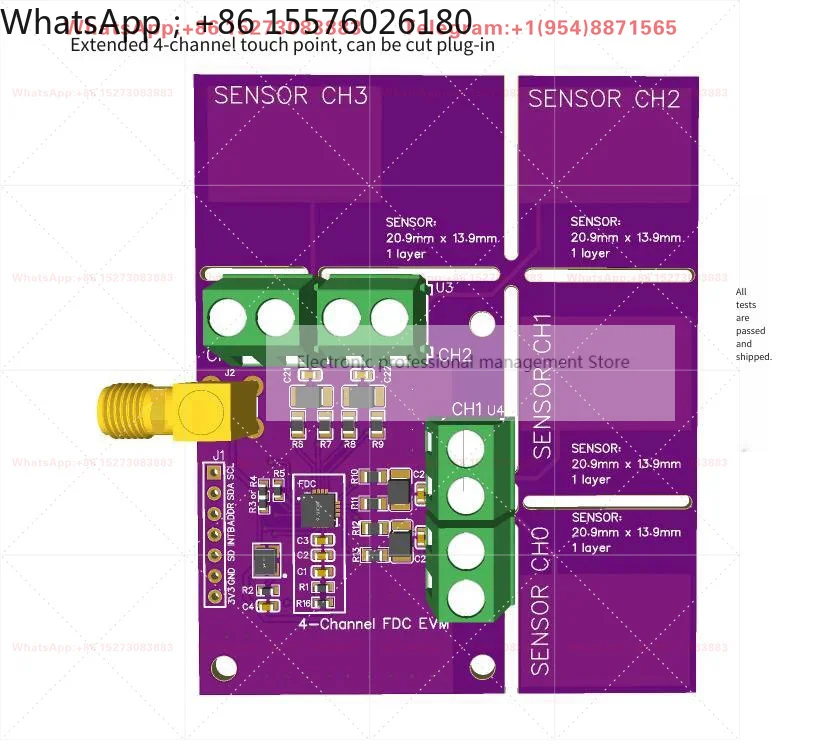 Fdc2214 Module Capacitance Sensor Electronic Design Competition Gesture Recognition Paper Counting Liquid Level Measurement