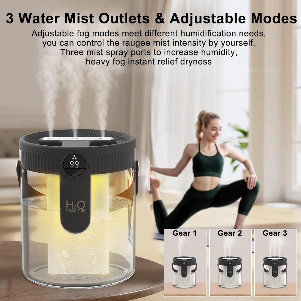 1.5L Air Humidifier Large Capacity Home Humidifier Silent Mist Maker 1800mAh Battery USB Rechargeable Humidifier with LED Light image 3