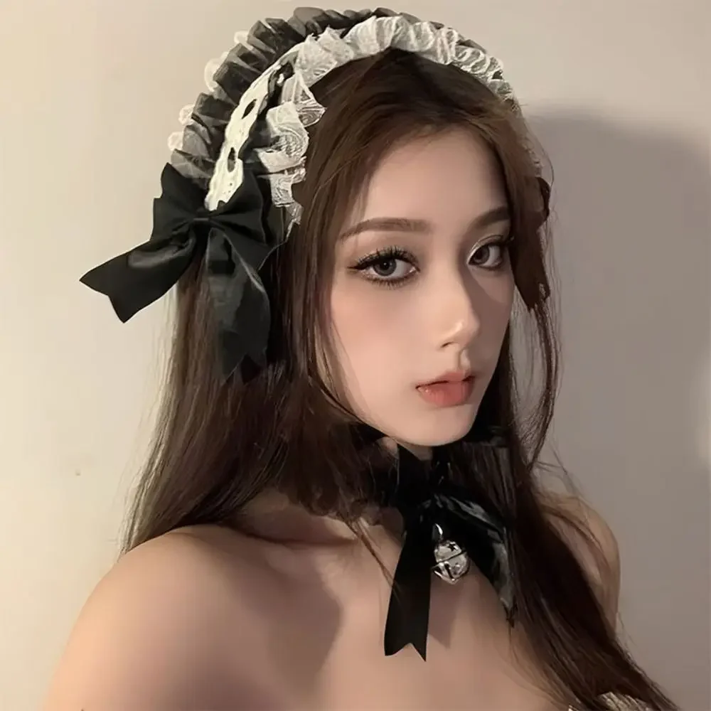 

Cute Sweet Lolita Lace Headband Ribbon Bow Jk Ruffled Hairband Hair Accessories Kawaii Anime Maid Cosplay Headdress Girls