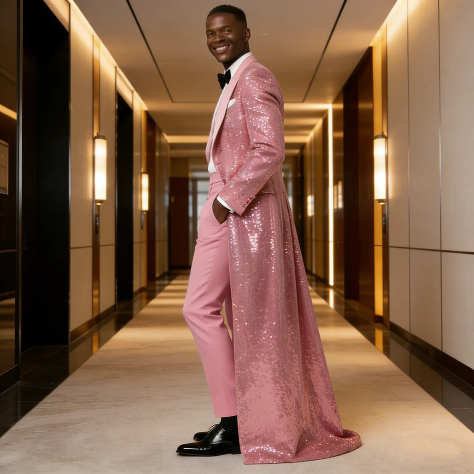 Costumes de smoking longs à paillettes pour hommes, 2 pièces, grande taille, costumes de marié de mariage, revers, personnalisé, Costume de fête d'anniversaire pour bal de promo
