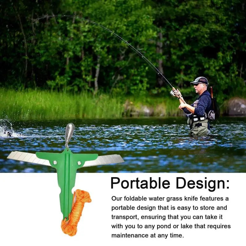 Fishing Anchor Knife For Weeding Fishing Weeding Tools Aquatic Grass Cutter Multipurpose CollapsibleAquatic Plants Remover Tool