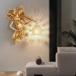 TEMAR Modern LED Gold Wall Light Indoor Creative Vintage Resin Sconce Lamp for Home Living Room Bedroom Corridor Decor