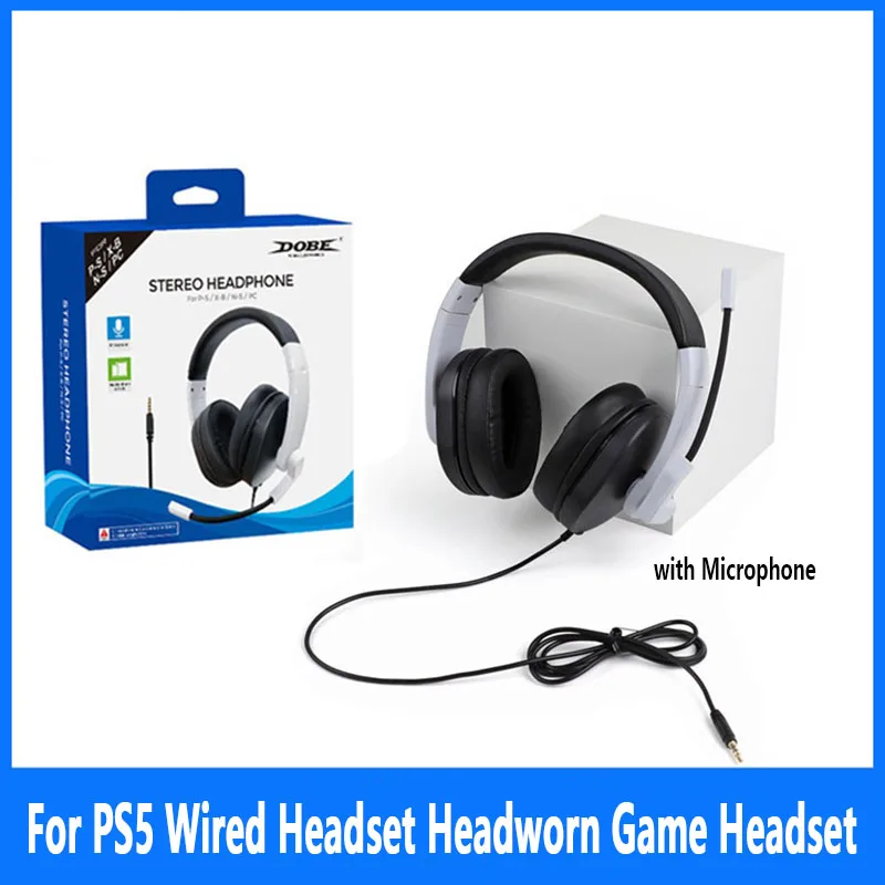 For PS5 Wired Headset Headworn Game Headset with Microphone for PS4/Switch/ONE/360/PC Universal Game Machine Accessories