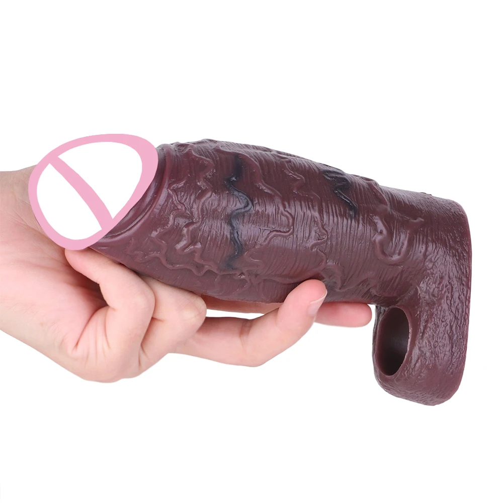 NNSX Nero Hollow Dildo Cazzo Ingranditore Manicotto Del Pene Maschile Ritardo Eiaculazione Anelli Glande Realistici Giocattoli Del Sesso Per Adulti Ispessimento Del Pene