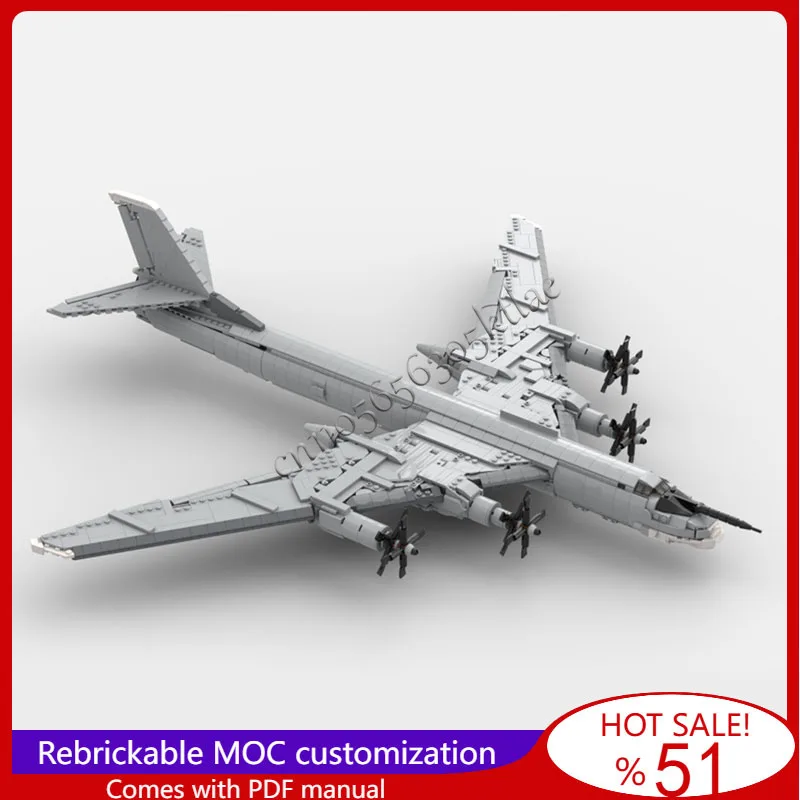 

2437PCS MOC Construct WWII Tupolev TU-95 Bear Bomber Model Building DIY Assembled Aircraft Educational Children Toys Xmas Gifts