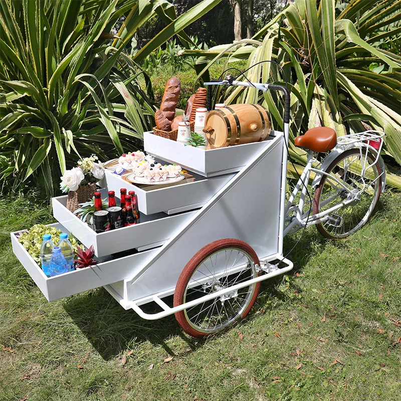 Riding a donkey backwards, tricycle food stalls, food carts, mobile snack carts, flower carts