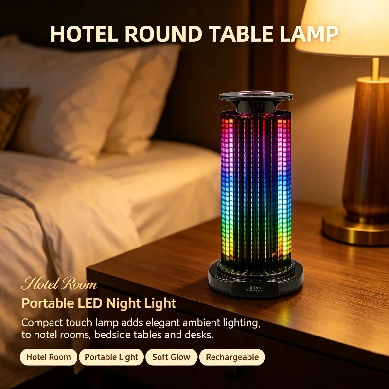 RGB Rechargeable Table Lamp, Wireless Touch Control LED Mood Light with Color Changing Glow for Bar Bedroom Decor Lighting