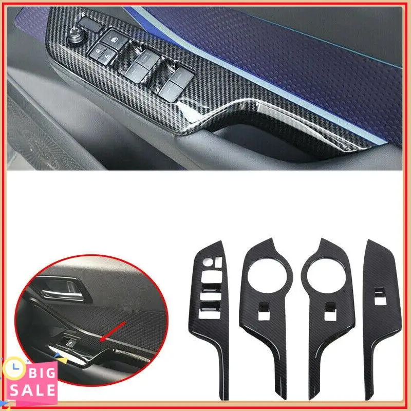 الحصري ألياف الكربون نمط ABS نافذة رفع التبديل غطاء لوحة أزرار الكسوة المحرك الأيمن لتويوتا C-HR حقوق الإنسان 2016-2018 #5