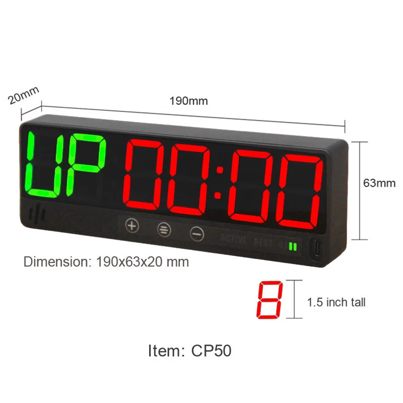 Professional Digital Portable 6digit 1.5inch Mini Fitness  GYM Yoga Clock Countdown & Count up Pilates Meditation