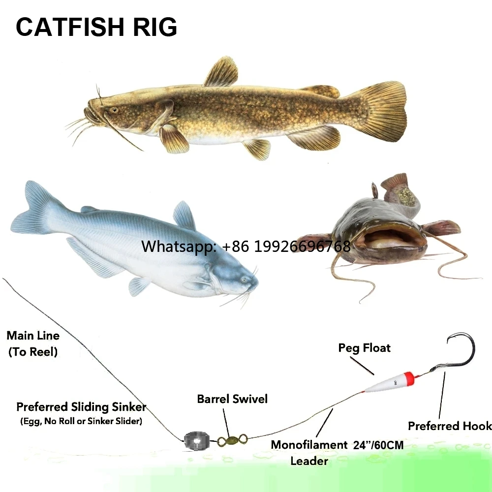 Channel Flathead Catfish Fishing Catfish Rig Slip Float Carp Fishing Rigs with 4/0 5/0 6/0 Handmade Circle Hooks Bait Rigs manuf