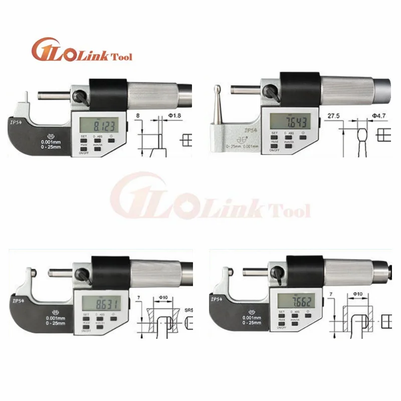 Outside digital micrometer .Tube Micrometers. round head wall thickness Digital Micrometer 0-25mm