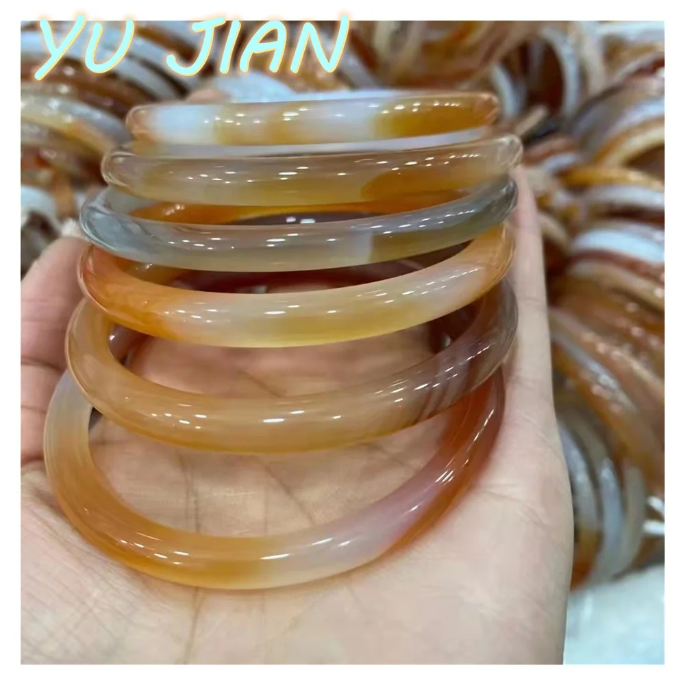 

Natural Original Ecology Agate Chalcedony Fashion Charm Bracelet Round Thin StripWomen's Exquisite Bangle Accessories Gift