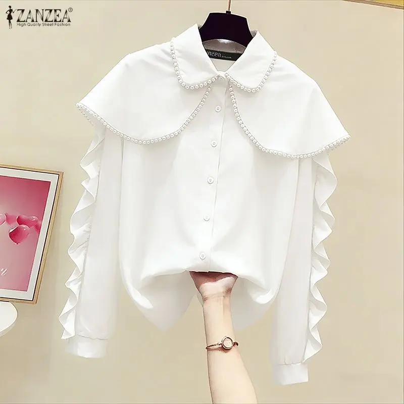 

2026 ZANZEA Fashion Women Shirts Long Sleeve Tops Autumn Shawl Patchwork Casual Solid Blouse Spring Elegant Office Lady Blusas