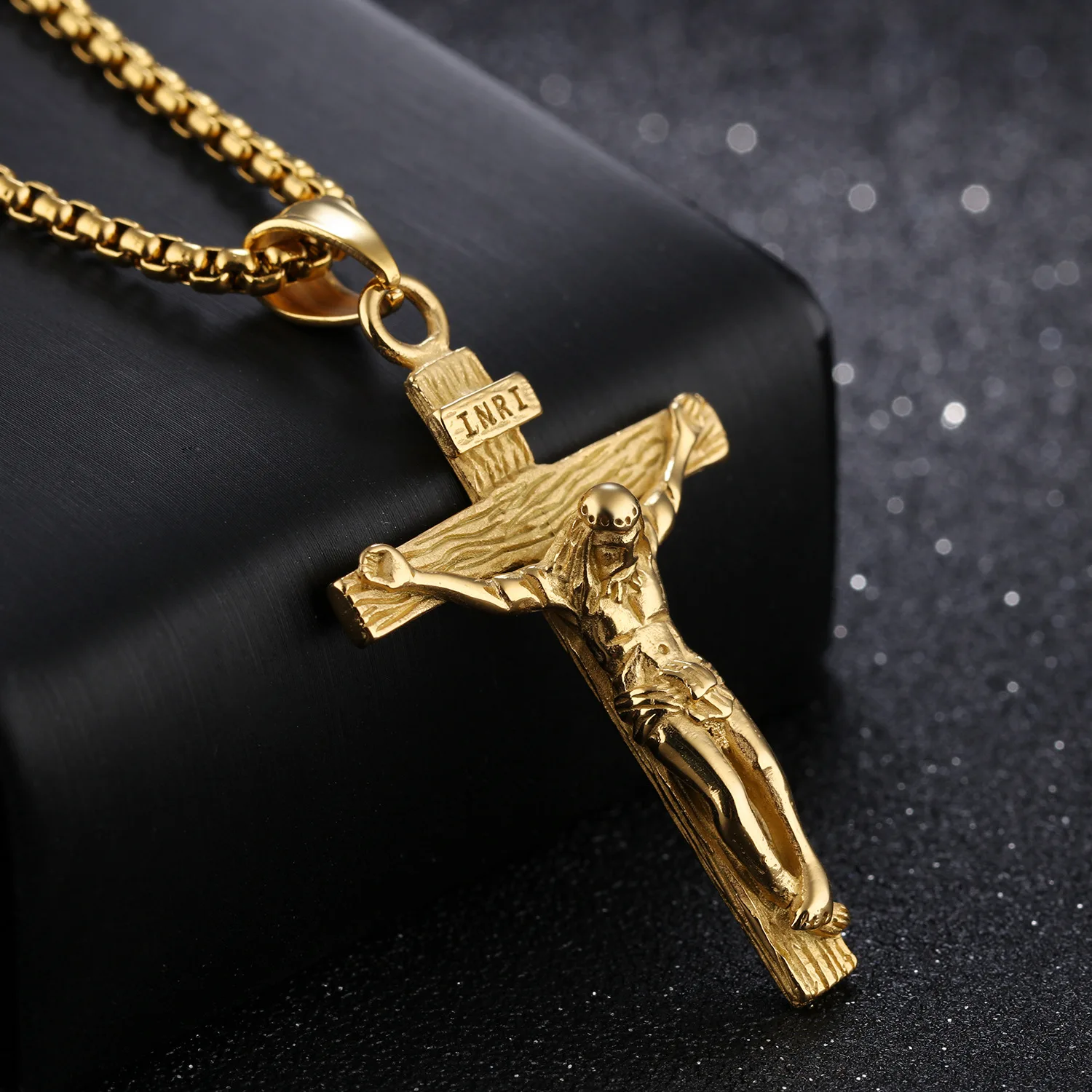 Retro Cross Titanium steel men's pendant necklace Jesus token Yahweh religious gift bless peace Cool personality free postage 1$