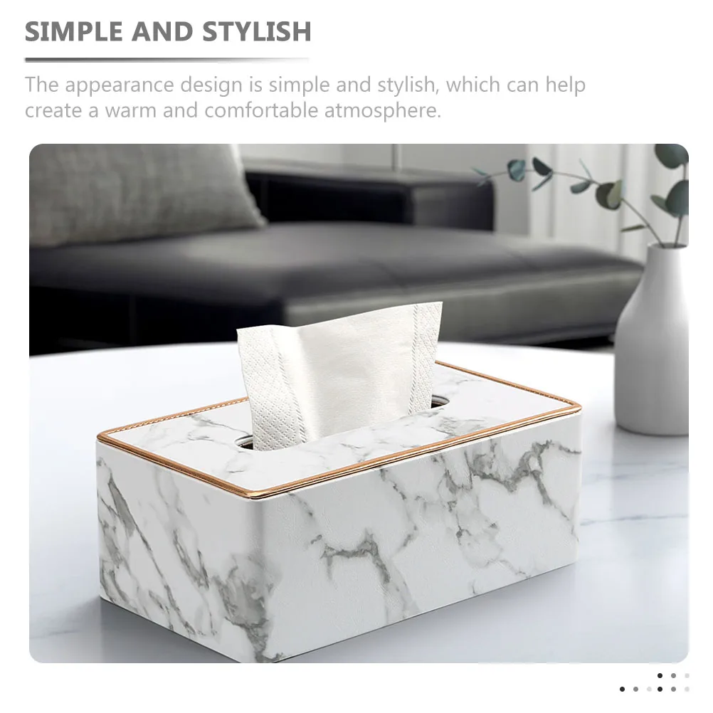 

Marbling Tissue Box Napkin Storage Holder Desktop Paper Towel Container for Home Office Car Decor