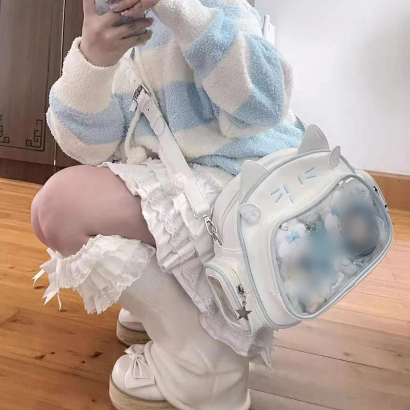 Girls Cute Ita Backpack Women Lolita Shoulder Bag Japanese Style Women Fashion Y2K Cat Backpacks Jk Harajuku Kpop Photocard Bags