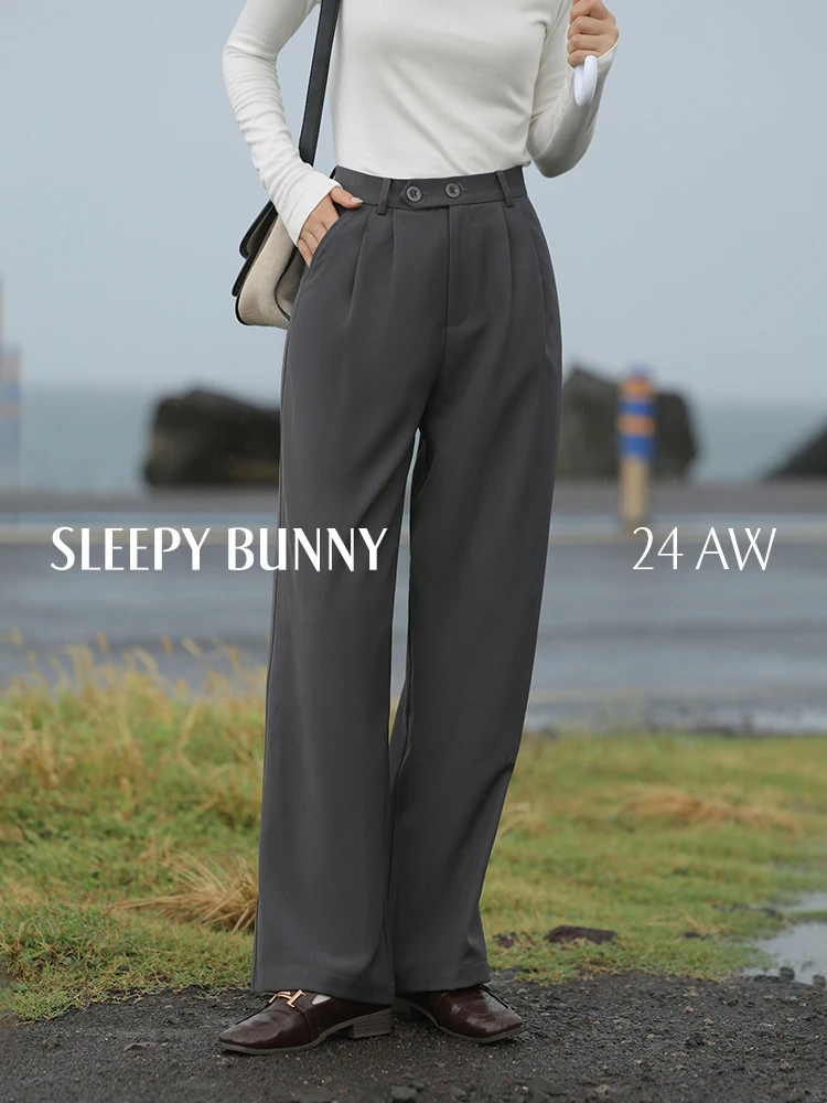 

Black High Waist Wide Leg Pants Spring Casual Straight Trousers Petite Loose Suit Style Slacks Elegant Office Workwear Bottoms