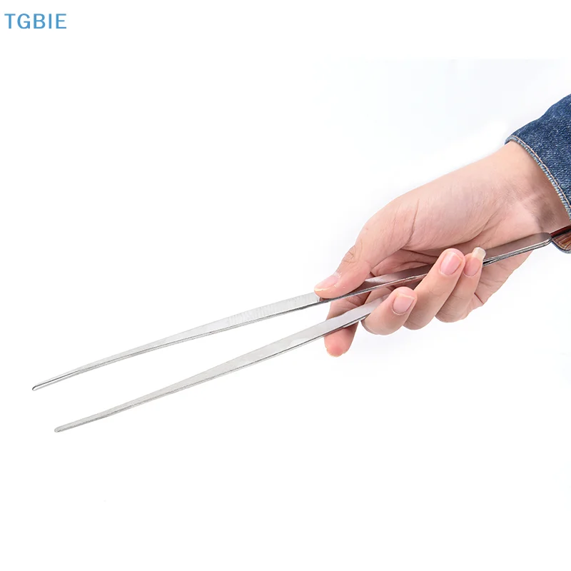 [TL][TL]1pc 25 Cm\ 30 Cm Silver Stainless Steel Long Food Tongs Straight Tweezers Kitchen Tool For Model Making Soldering